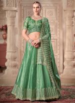 Premium Silk Pista Green Wedding Wear Zarkan Work Lehenga Choli